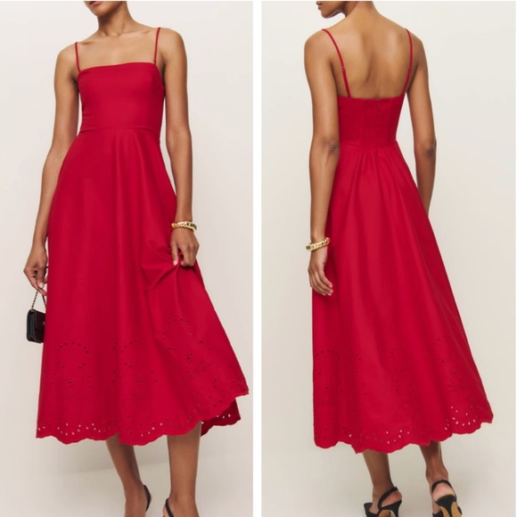 NWOT Reformation Red Midi Dress - Picture 2 of 14